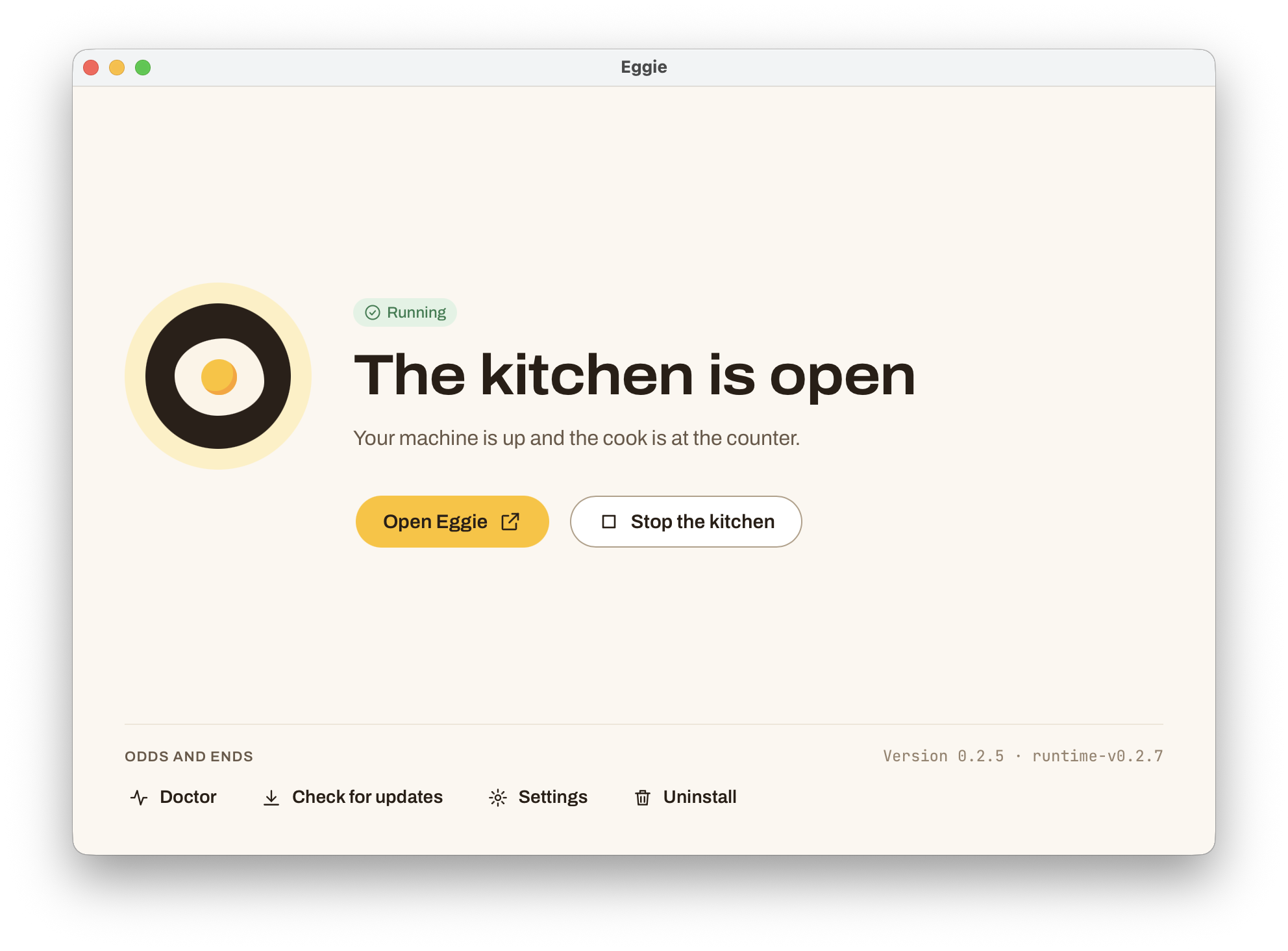 The kitchen is open